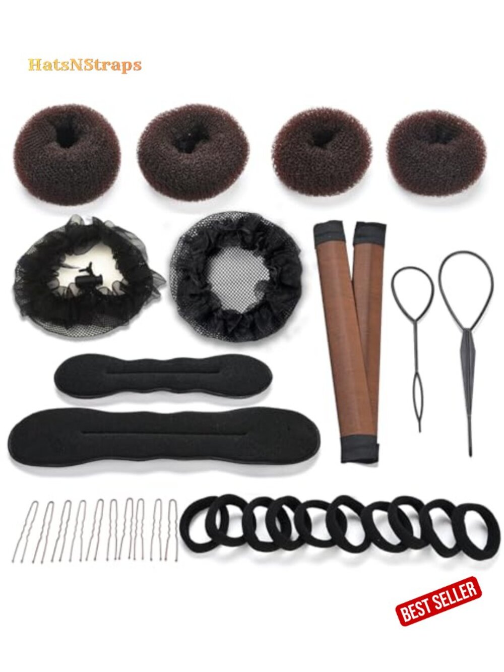 31 Piece Hair Bun Maker Set Complete Updo Styling Accessory Kit